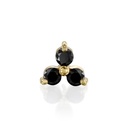 Round Cut Diamond Three Stone Prong Setting Black Diamond Stud Earrings For Women