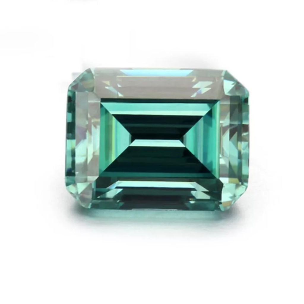 Loose Moissanite Salt & Pepper Green Clean Emerald Cut 9.80 x 8.40