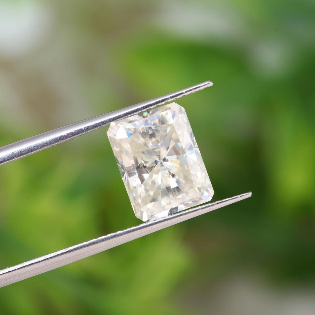 Loose Moissanite Salt & Pepper Off White Clean Radiant Cut 8.80 x 7.30 MM