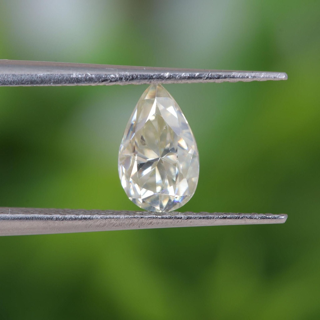 Loose Moissanite Salt & Pepper Off White Clean Pear Cut 7.00 x 4.80 MM