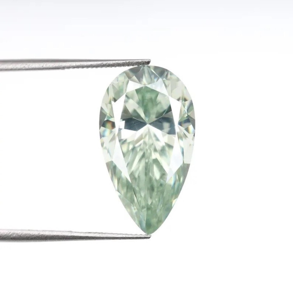 Loose Moissanite Salt & Pepper Light Green Clean Pear Cut 8.60 x 5.60 MM