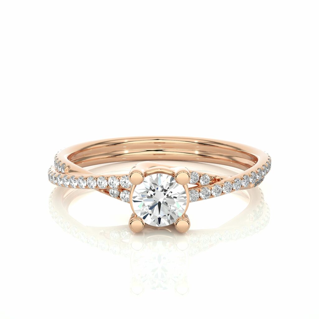 Round Cut Diamond Twisted Anniversary Ring For Women
