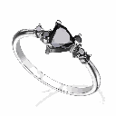 Black Trillion Cut Diamond Prong Set Gift Ring for Women