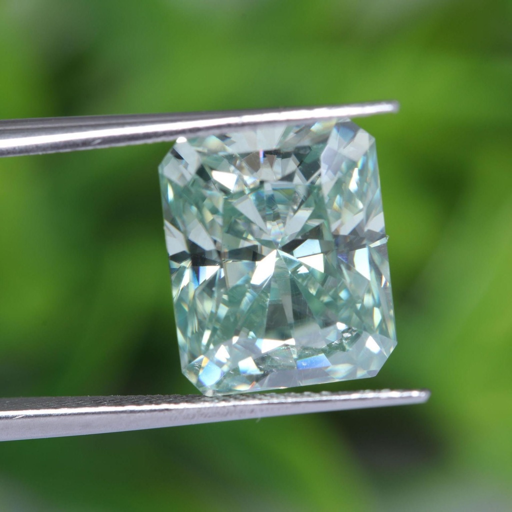 Loose Moissanite Salt & Pepper Green Clean Radiant Cut 11.60 x 11.00  MM
