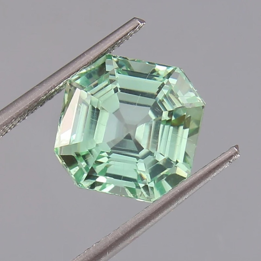 Loose Moissanite Salt & Pepper Green Clean Asscher Cut 6.90 MM
