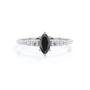 Marquise And Round Cut 7 Stone Black And White Diamond Ring For Women