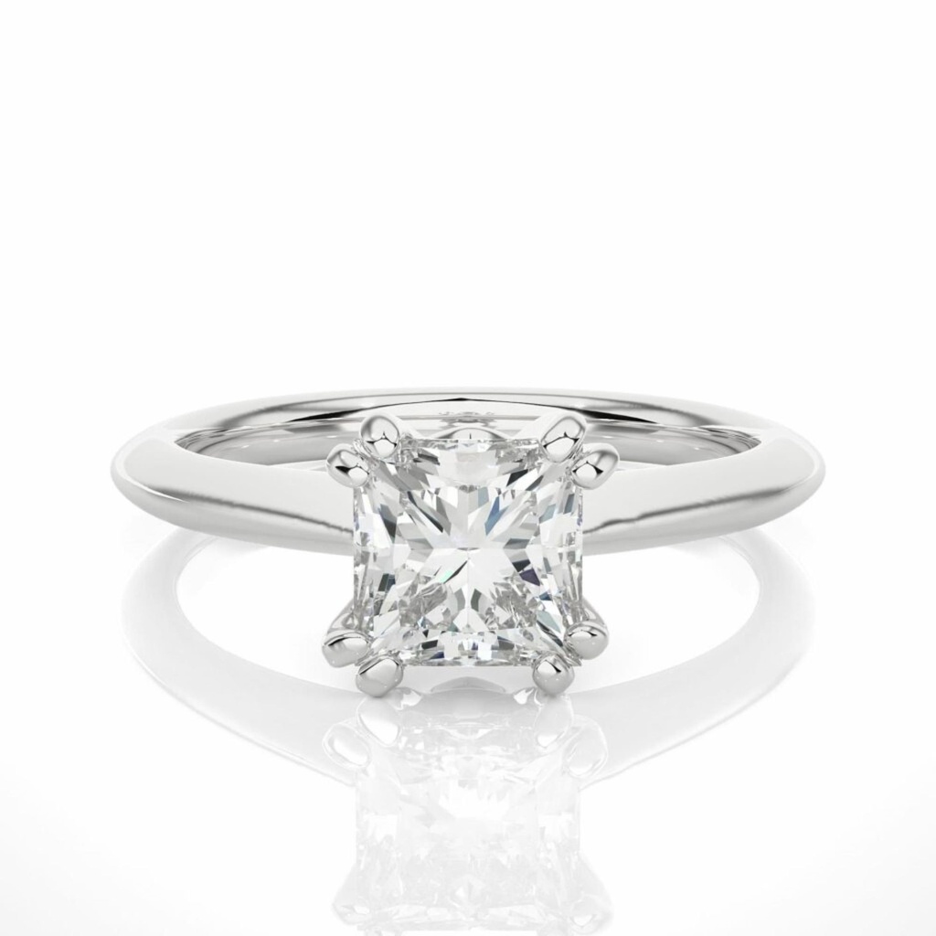  Princess Cut Diamond Prong Set Solitaire Engagement Ring For Women