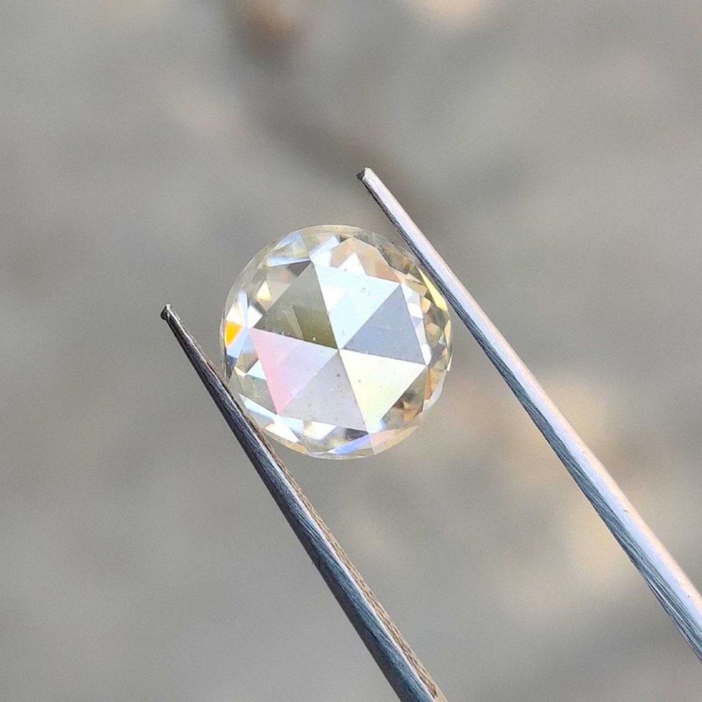 Loose Moissanite Salt & Pepper Off White Clean Rose Cut Round 8.50 MM