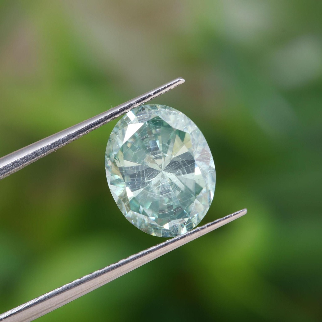 Loose Moissanite Salt & Pepper Green Clean Oval Cut 11.50 x 9.50 MM