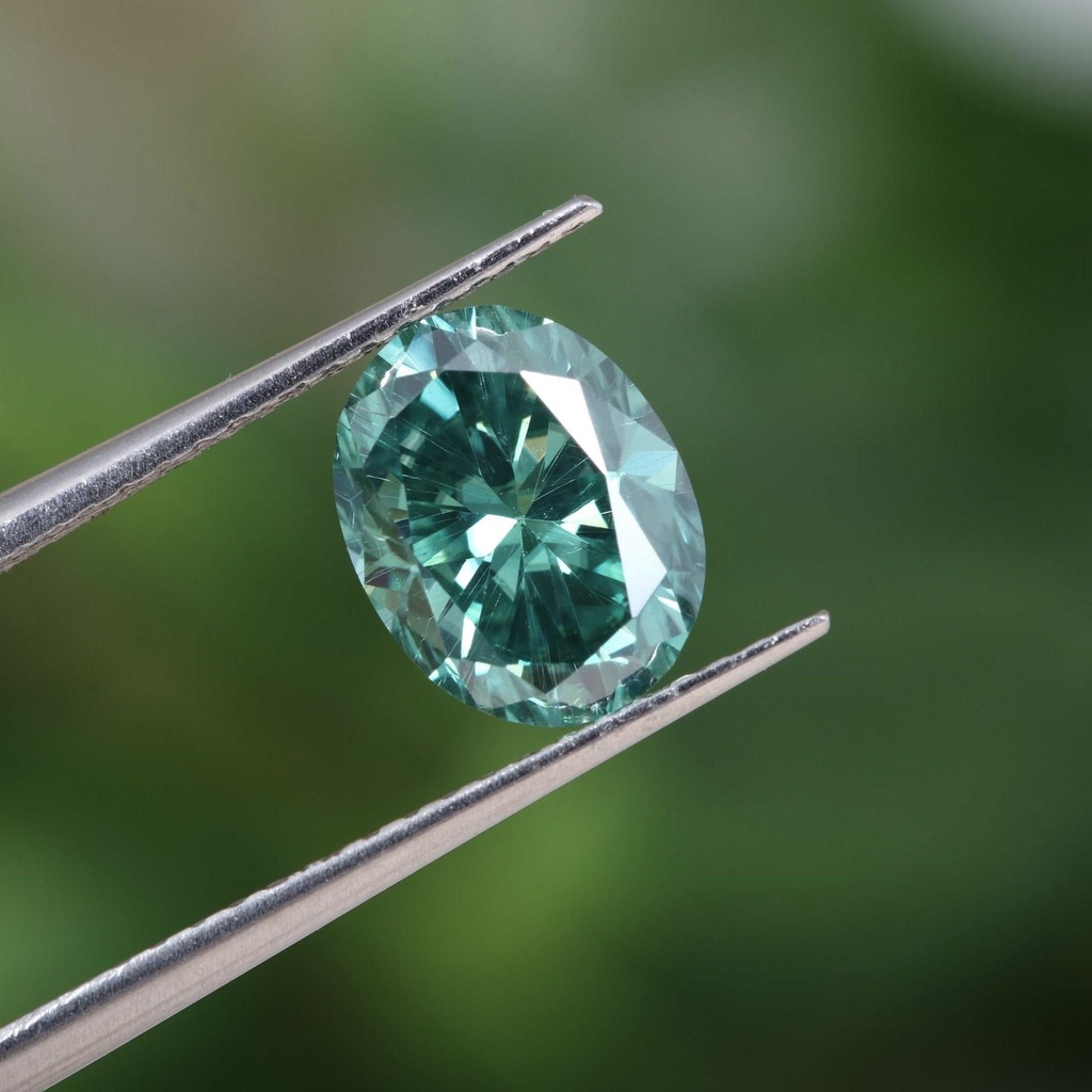Loose Moissanite  Salt & Pepper Emerald Vivid Green Clean Oval Cut 9.00 x 7.00 MM