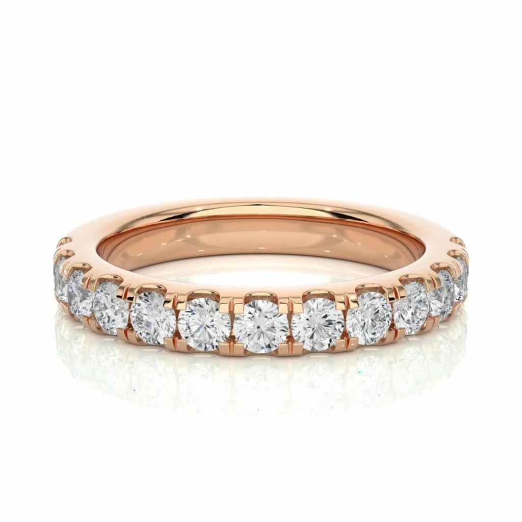 Round Cut Diamond Prong Setting Diamond Half Eternity Band For Women