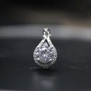 Round Cut Diamond Prong Set Halo Pendant For Women