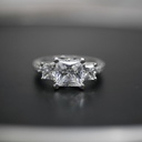  Princess Cut Diamond Prong Set 3 Stone Engagement Ring For Women