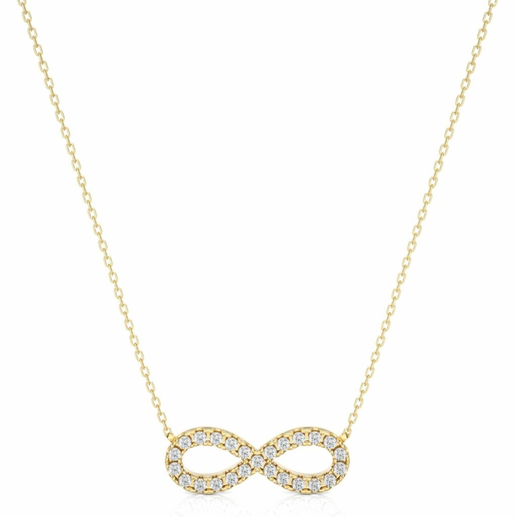  Round Cut Diamond Shaped Prong Set Infinity Pendant For Women