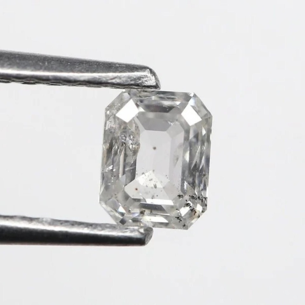 Loose Moissanite Salt & Pepper White Clean Emerald Cut 7.00 x 5.50 MM