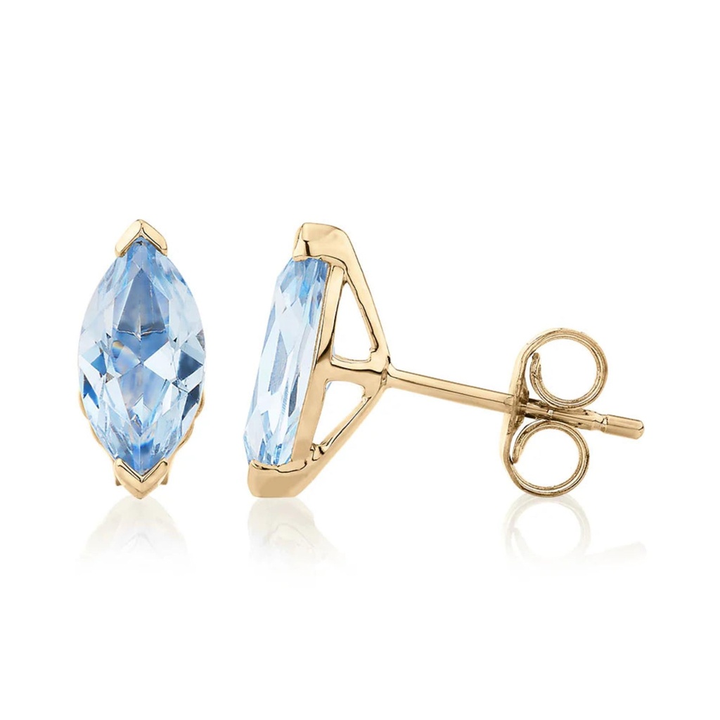 Marquise Cut Diamond Shape Blue Diamond Stud Earrings For Women