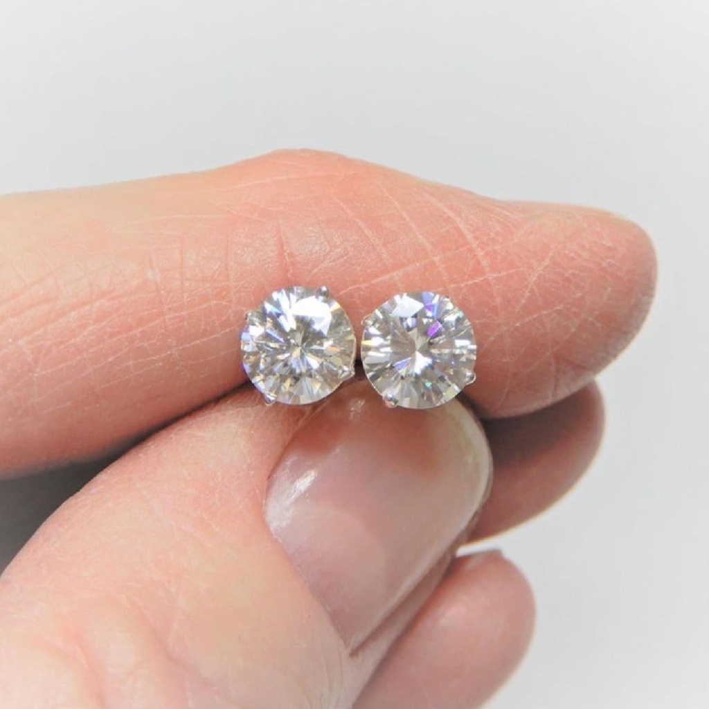 Round Cut Diamond Solitaire Stud Earrings For Women