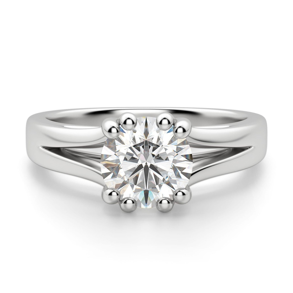 Brilliant Round Cut Split Shank Solitaire Moissanite Ring