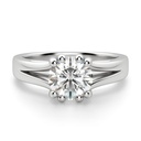 Brilliant Round Cut Split Shank Solitaire Moissanite Ring
