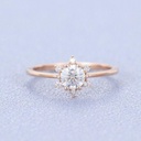  engagement ring rose gold unique ring vintage side stone Round shaped wedding for women Bridal Anniversary gift