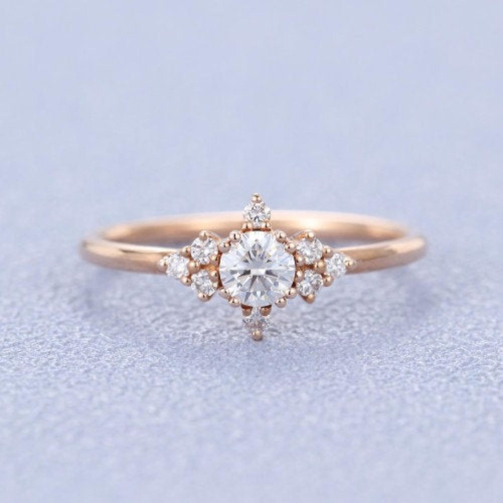  rose gold ring unique ring vintage side stone Round shaped ring gift ring 