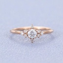  rose gold ring unique ring vintage side stone Round shaped ring gift ring 