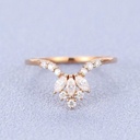 Unique wedding band women Solid rose gold wedding band vintage Marquise Stacking ring antique matching band 