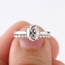  Oval  Engagement Ring Set White Gold Vintage Unique Promise Ring Set For Women Wedding Ring set anniversary Gift