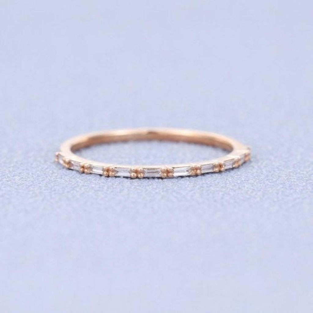 Baguette Shape Unique wedding band women Rose gold wedding band vintage Stacking Matching bridal ring promise ring