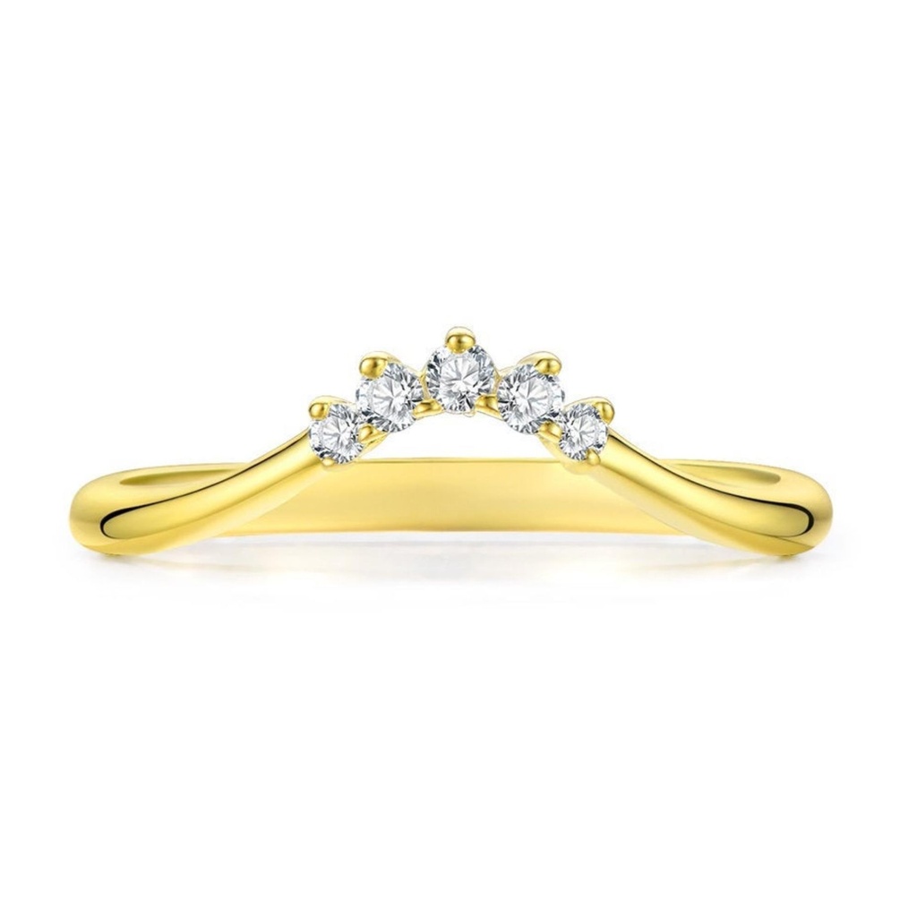 Curved Wedding Band Yellow Gold Half Eternity Vintage Moissanite Engagement Ring Sterling Silver wedding Band For Woman anniversary Gift