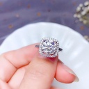 Round Engagement Ring White Gold Vintage Halo Cluster engagement ring for women Round Moissanite wedding Anniversary gift For Her