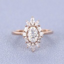 Moissanite Engagement Ring Rose Gold Wedding MOISSANITE Cluster Ring Bridal Marquise Wedding Band Women Unique Anniversary
