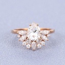Art deco moissanite rose gold pear cut engagement ring bridal stacking vintage moissanite marquise diamond anniversary Ring