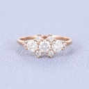 Round Brilliant Vintage Rose Gold Cluster Moissanite Engagement Ring for Women Handmade Unique Diamond Wedding Anniversary Jewellery Gift