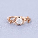 Vintage Moissanite engagement ring leaf flower ring alternative ring rose gold ring art deco promise ring prong set unique anniversary ring