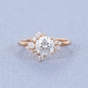 Cluster Moissanite engagement ring round cut Unique Rose gold engagement ring Diamond ring for women vintage Bridal anniversary gift for her