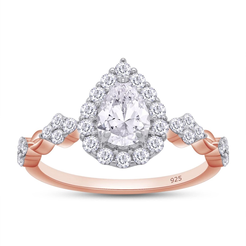 Pear Cut Diamond Halo Unique Style Ring Gift For Women