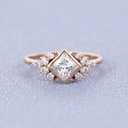 Princess cut Moissanite ring Engagement Ring rose gold women Vintage Cluster ring bridal jewelry Promise Anniversary Gift for Her woman