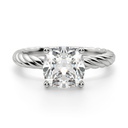 Cushion Cut Diamond Fiji Set  Solitaire Engagement Ring For Women