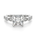 Cushion Cut Diamond Vintage With Accents  Engagement Ring For Women