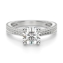 Round Cut Diamond Unique Style 3 Sone Anniversary Ring For Women