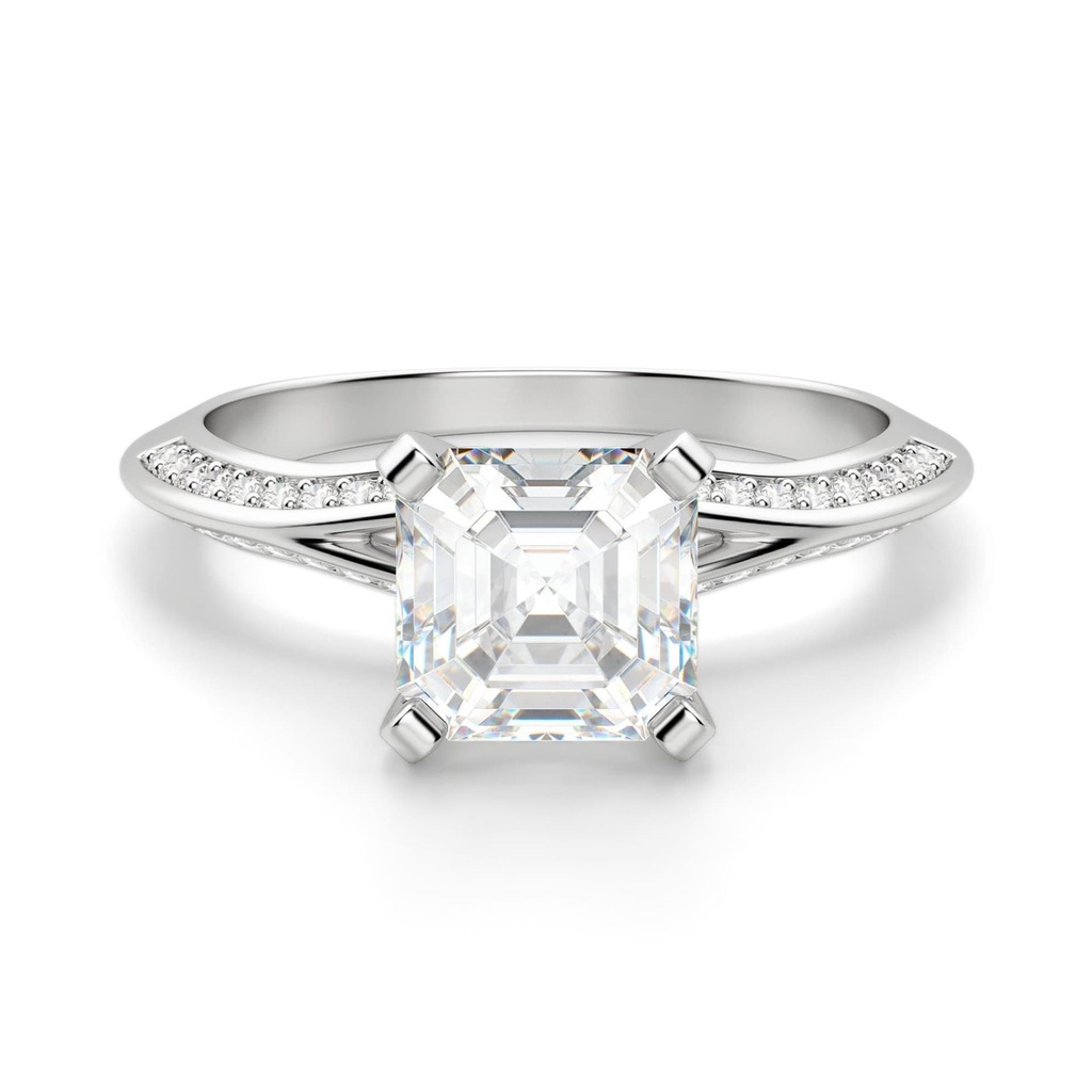 Asscher Cut Diamond Knife Edge Split Shank Anniversary Ring for Women
