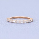 Rose gold wedding band vintage Baguette cut Moissanite wedding band women Half eternity Stacking Matching bridal promise gift