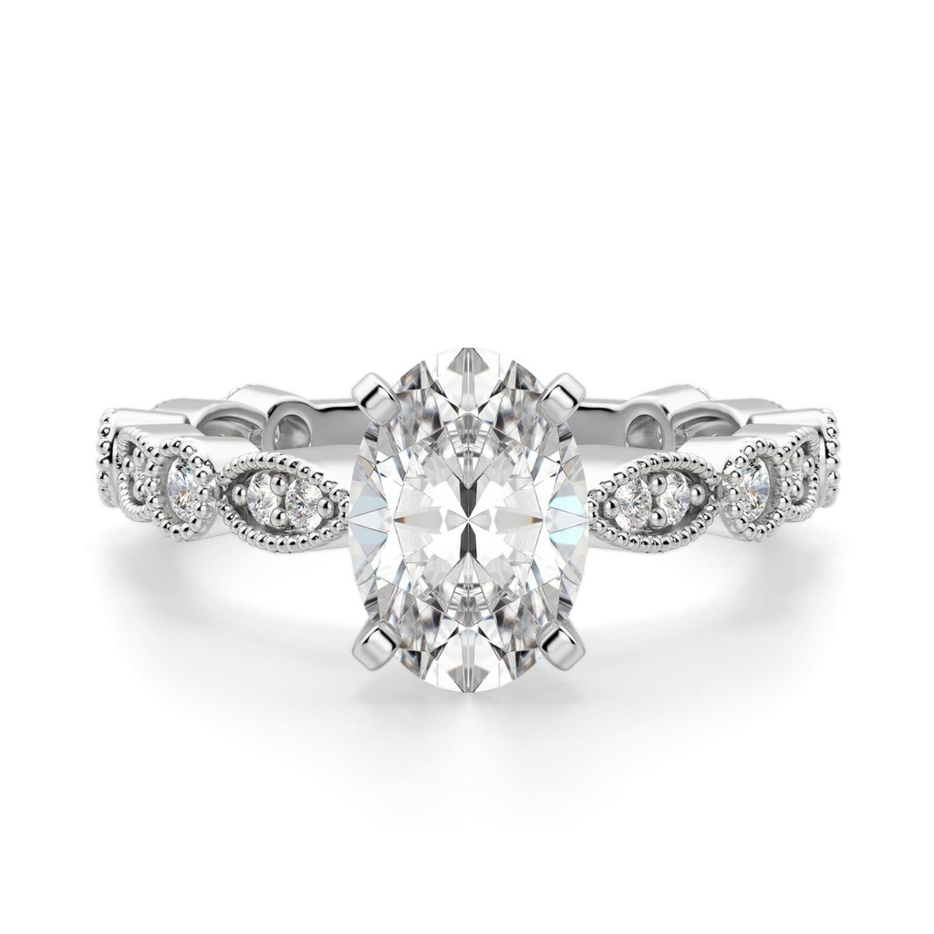  Oval Cut Diamond Vintage Engagement Ring For Women