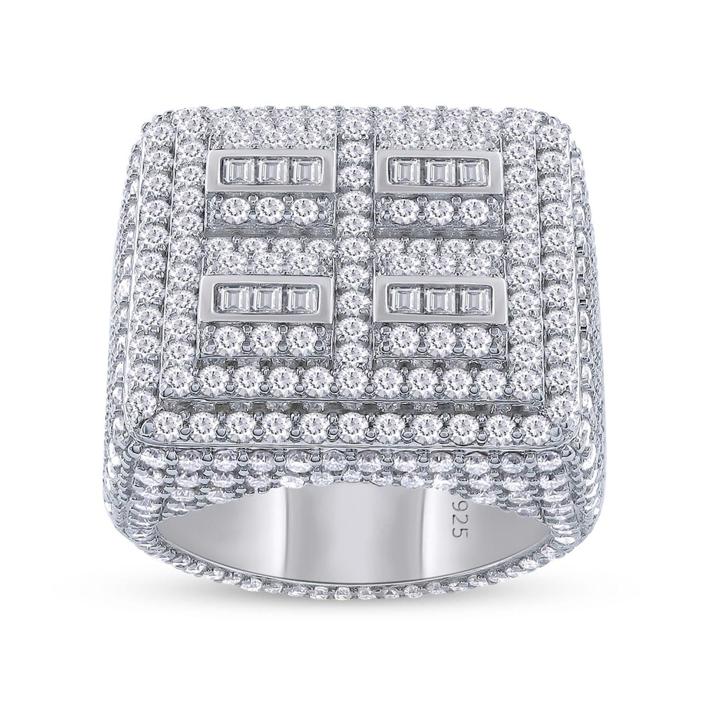 Round And Baguette Cut Diamond Unique Style Hip Hop Jewelry Ring For Men