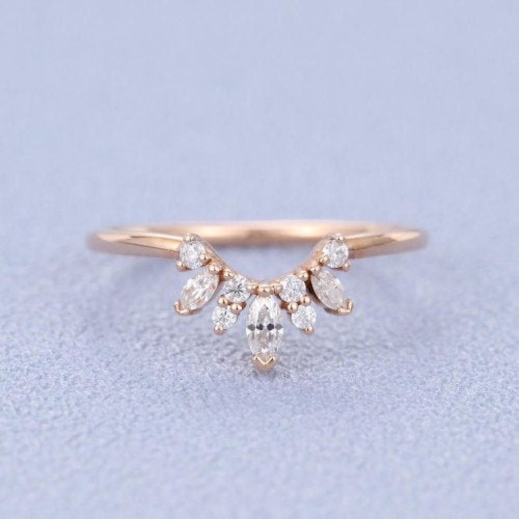 Marquise Diamond exclusive moissanite rose gold unique Elegant Vintage Stackable Silver engagement wedding Jewellery Promise ring for Women