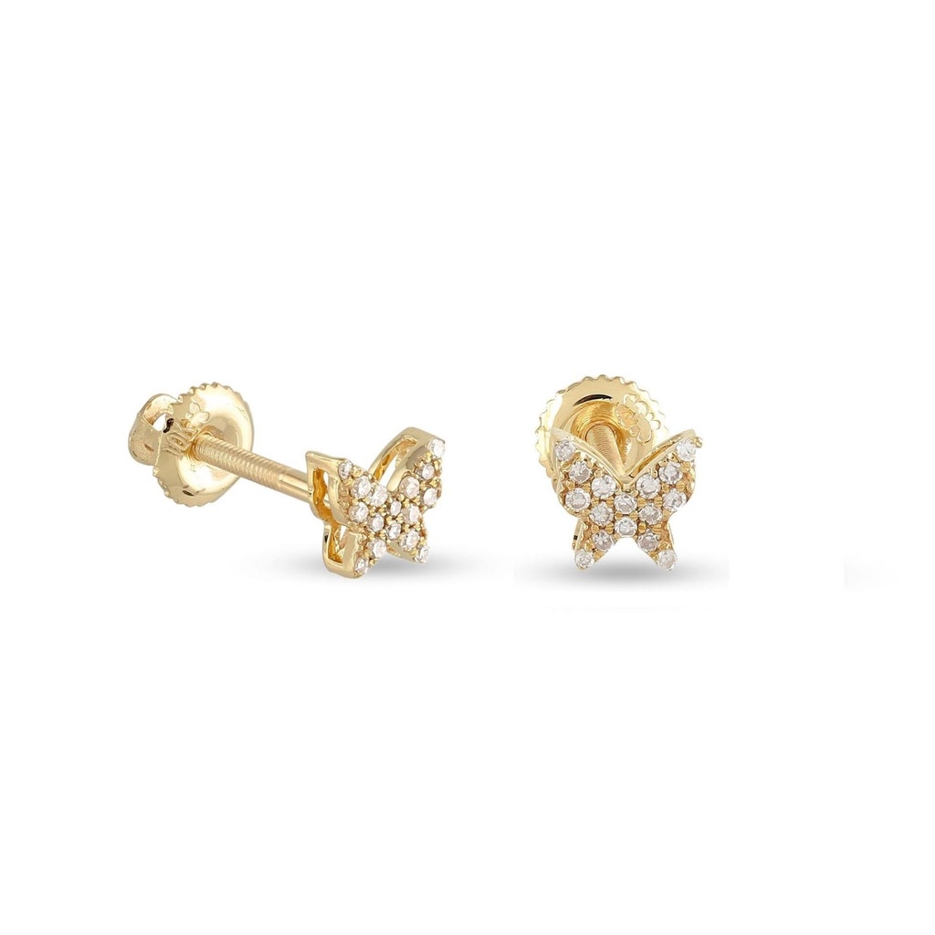 Round Cut Diamond Butterfly Shape Stud Earrings For Women
