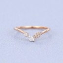 Rose gold vintage Unique Marquise cut Moissanite Curved wedding band ring set Silver Promise Engagement anniversary Surprise gift for women