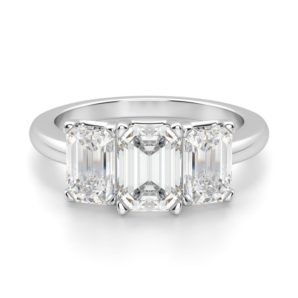 Emerald Cut Diamond Three Stone Engagement Ring for Women