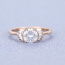 Rose Gold Unique Vintage Baguette Moissanite Round Diamond engagement ring for women Wedding Anniversary Jewellery Elegant Christmas gift